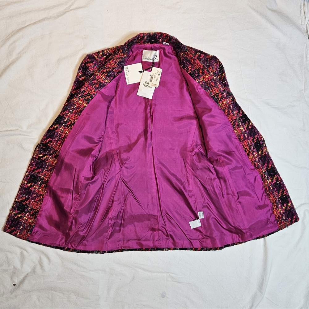 Vintage 80s 90s Dana Buchman Tweed Blazer NWT The Broadway Gold Button Jacket 8 - Picture 4 of 8
